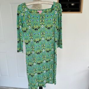 Lilly Pulitzer Aqua and Lime Patterned Dress